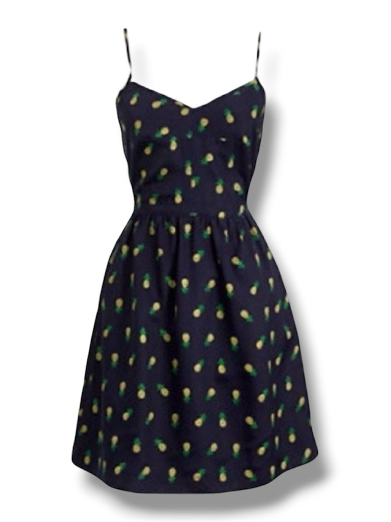 J. Crew Navy Pineapple Fit & Flare Mini Sundress Dress W/ Pockets - Size 0